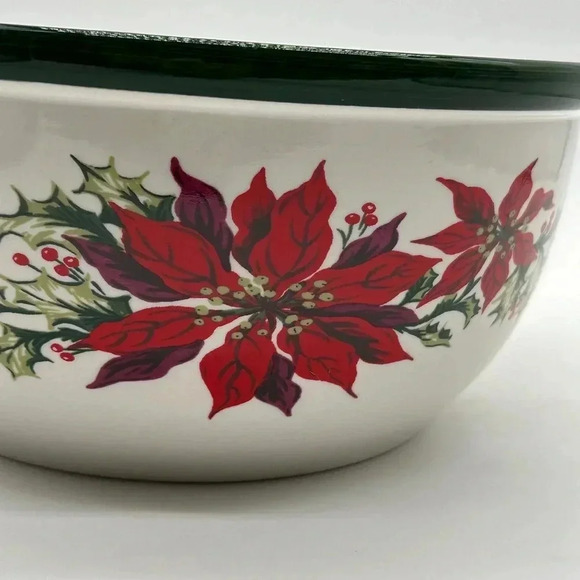 Totally Today Poinsettia Design Nesting Mixing Bowl Set 3 Heavy Duty Xmas Baking - Picture 10 of 12